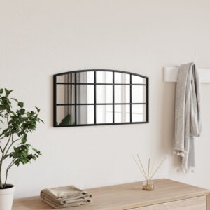 Chic Arch Wall Mirror Black - Elegant Iron Frame  Clear Reflection Home Decor