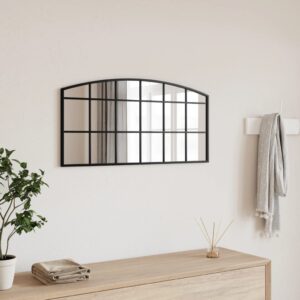 Chic Arch Wall Mirror Black Iron Frame Minimalist Home Decor Elegant Glass