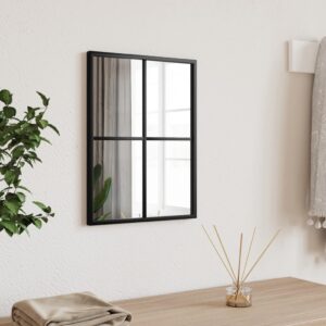 Chic Rectangular Wall Mirror Black Iron Frame Minimalist Home Decor Accent