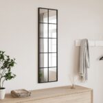 Chic Rectangular Wall Mirror Black Iron Frame Vertical Horizontal Home Decor