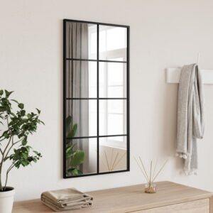 Chic Rectangular Wall Mirror Black Iron Frame Minimalist Home Decor Accent