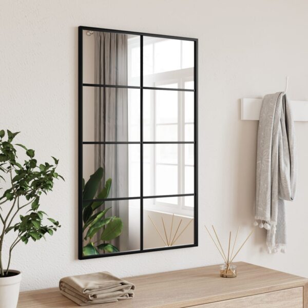 Elegant Black Rectangle Wall Mirror Iron Frame Vertical Horizontal Decor