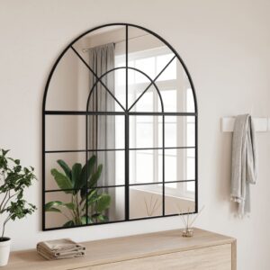 Chic Arch Wall Mirror Black Iron Frame Minimalist Home Decor Living Room Hallway