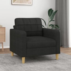 Modern Black Fabric Sofa Chair Comfortable Padded Armrest Metal Frame Home Decor