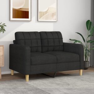 Modern Black Fabric Loveseat Sofa Comfortable Padded Couch Living Room Furniture