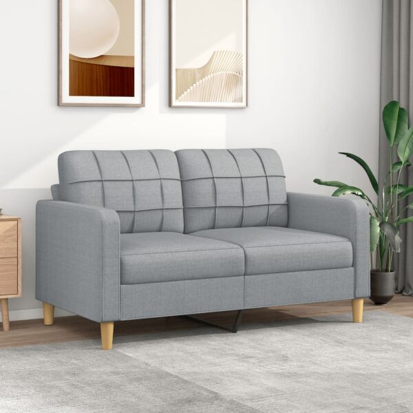 Chic Light Grey Fabric Loveseat Comfortable Padded Modern Sofa for Living Room