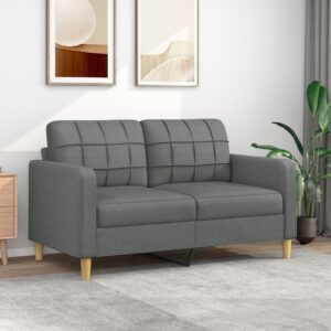 Comfy Modern Two-Seater Sofa Dark Grey Fabric Upholstered Metal Frame Lounge