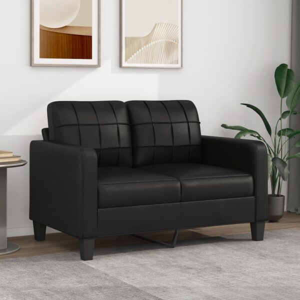 Modern Faux Leather Loveseat Sofa Black Comfortable Padded Living Room Couch