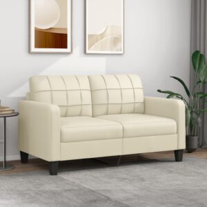 2-Seater Sofa Cream 140 cm Faux Leather