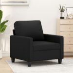 Modern Black Faux Leather Armchair Comfortable Padded Lounge Living Room Chair