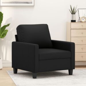 Modern Black Faux Leather Armchair Comfortable Padded Lounge Living Room Chair