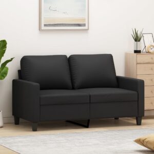 Modern Faux Leather Loveseat Sofa Black Comfortable Padded Living Room Couch