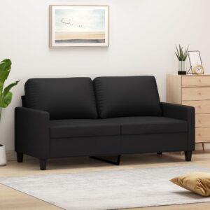 Modern Faux Leather Loveseat Sofa Black Comfortable Padded Living Room Couch