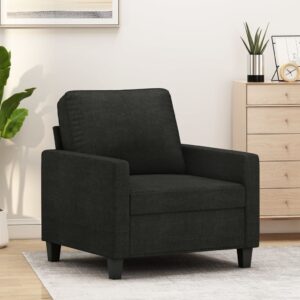 Modern Black Fabric Sofa Chair Comfortable Padded Armrest Metal Frame Living Room