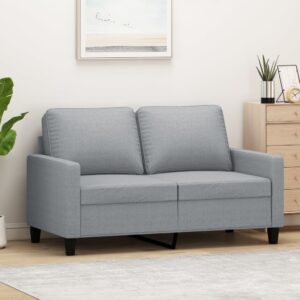 Modern Light Grey Fabric Loveseat Comfortable Padded Metal Frame Sofa for Home