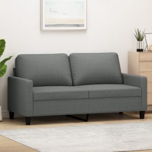 Chic Comfortable 2-Seater Sofa Dark Grey Fabric Cozy Modern Couch Living Room