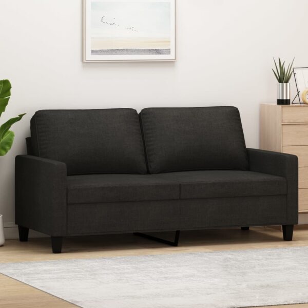 Modern Black Fabric Loveseat Sofa Comfortable Padded Couch Living Room Furniture