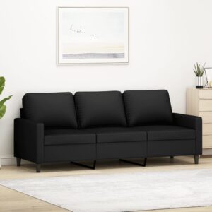 Luxurious Black Velvet Sofa 3-Seater Comfortable Modern Couch Living Room Decor