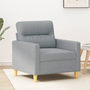 Modern Light Grey Fabric Armchair Comfortable Padded Metal Frame Living Room