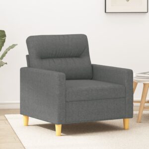 Modern Dark Grey Fabric Armchair Comfortable Padded Metal Frame Living Room