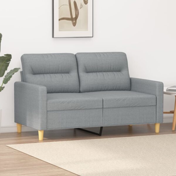 Modern Light Grey Fabric Loveseat Comfortable Padded Metal Frame Sofa for Home