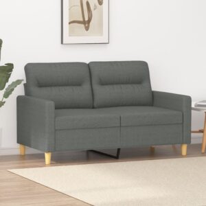 Comfy Modern Love Seat Dark Grey Fabric Upholstered Metal Frame Sofa