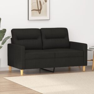 Chic Black Fabric Loveseat Sofa Comfortable Padded Metal Frame Modern Design