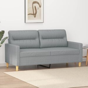 Modern Light Grey Fabric Loveseat Comfortable Padded Metal Frame Sofa for Home