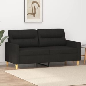 Modern Black Fabric Loveseat Sofa Comfortable Padded Couch Living Room Furniture