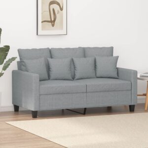 Modern Light Grey Fabric Loveseat Comfortable Padded Metal Frame Sofa for Home