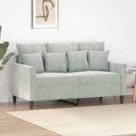 Modern Light Grey Velvet Loveseat Comfortable Padded Metal Frame Elegant Sofa