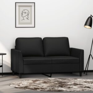 Modern Faux Leather Loveseat Sofa Black Comfortable Padded Living Room Couch