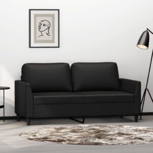 Modern Black Faux Leather Loveseat Comfortable Padded Sofa for Home Living Room