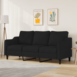 Modern Black Fabric Sofa Comfortable Three-Seater Couch Living Room Furniture