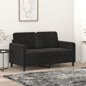 Luxurious Black Velvet Loveseat Comfortable Modern Metal Frame Sofa