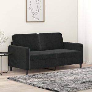 Luxurious Black Velvet Loveseat Sofa Comfortable Modern Living Room Furniture