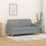 2-Seater Sofa Light Grey 140 cm Fabric