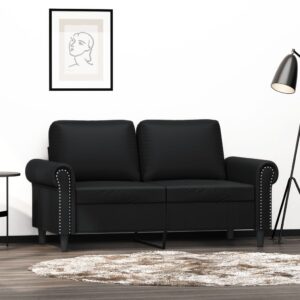 Modern Faux Leather Loveseat Sofa Black Comfortable Padded Living Room Couch