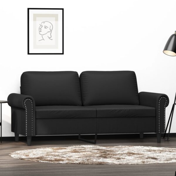 Modern Faux Leather Loveseat Sofa Black Comfortable Padded Living Room Couch