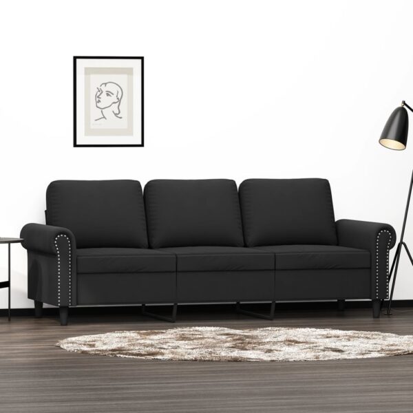 Luxurious Black Velvet Sofa 3-Seater Comfortable Modern Couch Living Room Decor