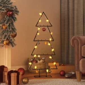 Black Metal Christmas Tree DIY Decoration Stand with Hooks for Festive Home Decor