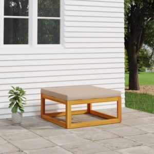 Acacia Wood Outdoor Footrest with Taupe Cushion Comfortable Patio Deck Chair