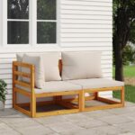 Acacia Wood Outdoor Garden Sofa Set with Comfort Cushions Patio Lounge