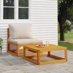 Acacia Wood Outdoor Garden Sofa Set with Comfort Cushions and Coffee Table