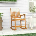 Acacia Wood Rocking Chair Comfortable Cushioned Indoor Outdoor Relaxing Seat