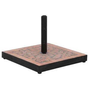 Stylish Square Terracotta Parasol Base Ceramic Iron Outdoor Patio Umbrella Stand