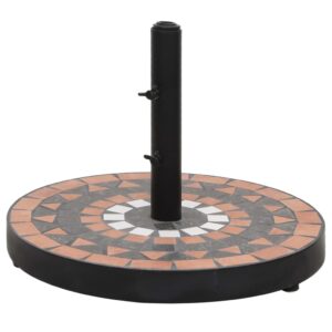 Stylish Round Ceramic Tile Parasol Base Outdoor Patio Umbrella Stand Terracotta