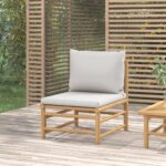 Bamboo Garden Sofa Outdoor Patio Furniture Light Grey Cushion Comfort Lounge