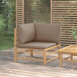 Bamboo Outdoor Garden Corner Sofa Modular Seating Taupe Cushions Comfort Patio