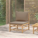 Bamboo Garden Sofa Outdoor Patio Furniture with Taupe Cushions Comfort